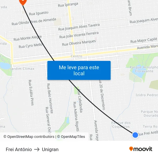 Frei Antônio to Unigran map