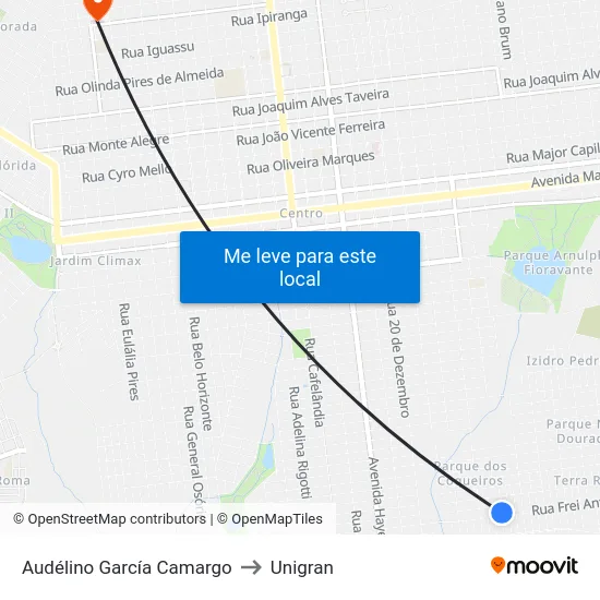 Audélino García Camargo to Unigran map