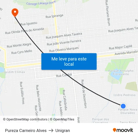Pureza Carneiro Alves to Unigran map