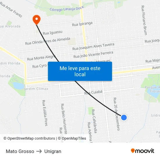 Mato Grosso to Unigran map