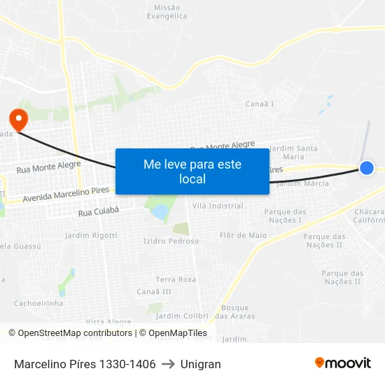 Marcelino Píres 1330-1406 to Unigran map
