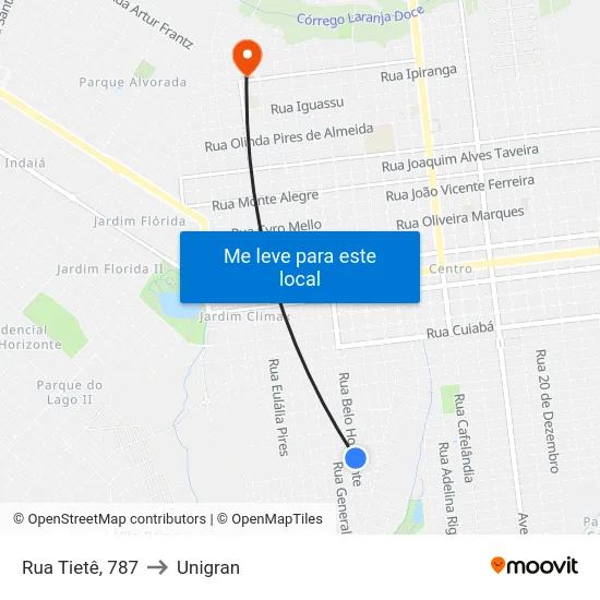 Rua Tietê, 787 to Unigran map