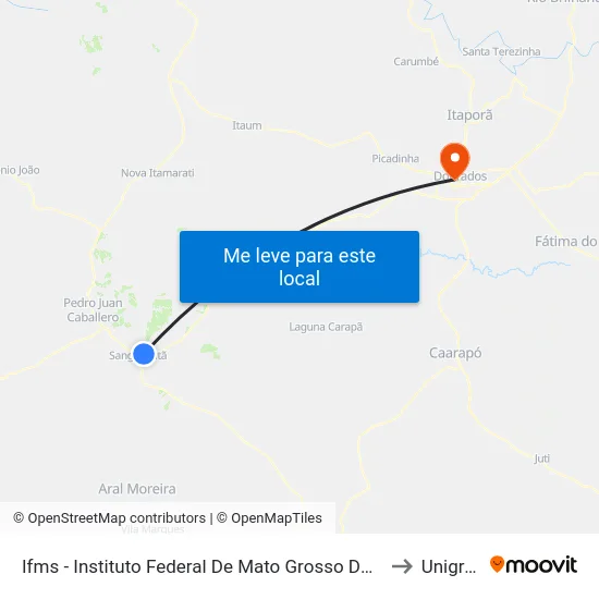 Ifms - Instituto Federal De Mato Grosso Do Sul to Unigran map
