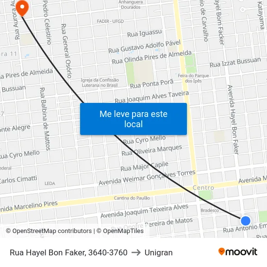 Rua Hayel Bon Faker, 3640-3760 to Unigran map