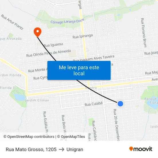 Rua Mato Grosso, 1205 to Unigran map