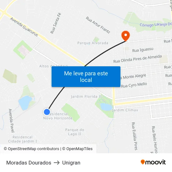 Moradas Dourados to Unigran map