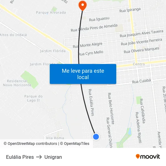 Eulália Pires to Unigran map