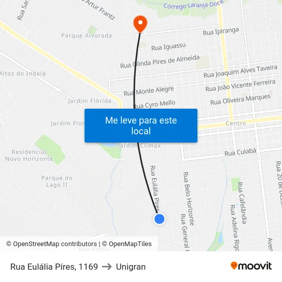Rua Eulália Píres, 1169 to Unigran map