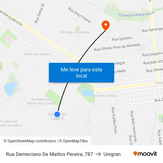 Rua Demeciano De Mattos Pereira, 787 to Unigran map