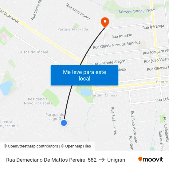 Rua Demeciano De Mattos Pereira, 582 to Unigran map