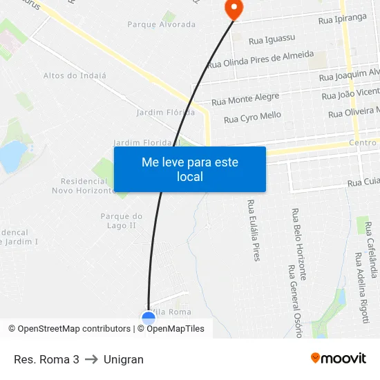 Res. Roma 3 to Unigran map