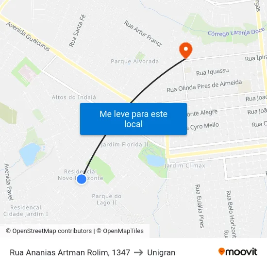 Rua Ananias Artman Rolim, 1347 to Unigran map