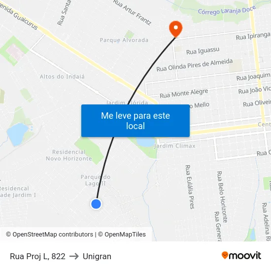Rua Proj L, 822 to Unigran map