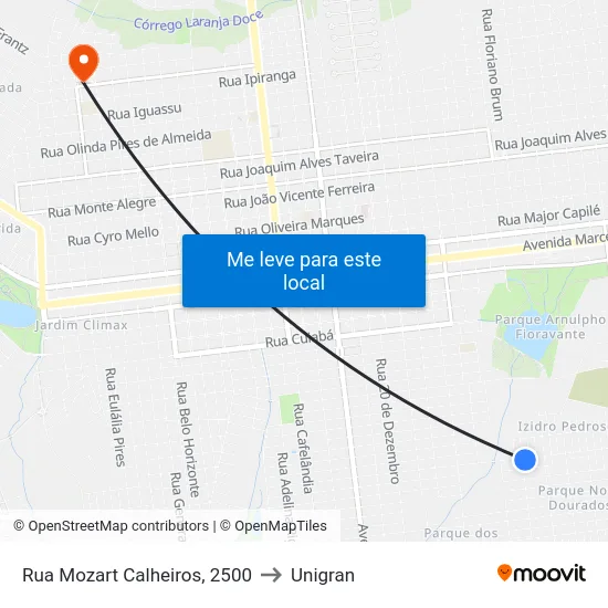 Rua Mozart Calheiros, 2500 to Unigran map