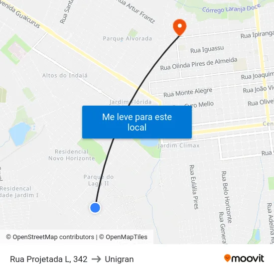 Rua Projetada L, 342 to Unigran map