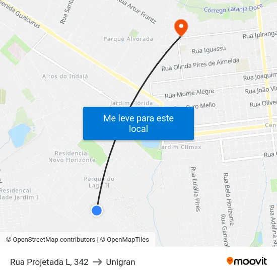 Rua Projetada L, 342 to Unigran map