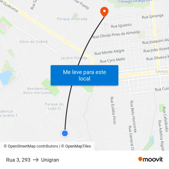 Rua 3, 293 to Unigran map