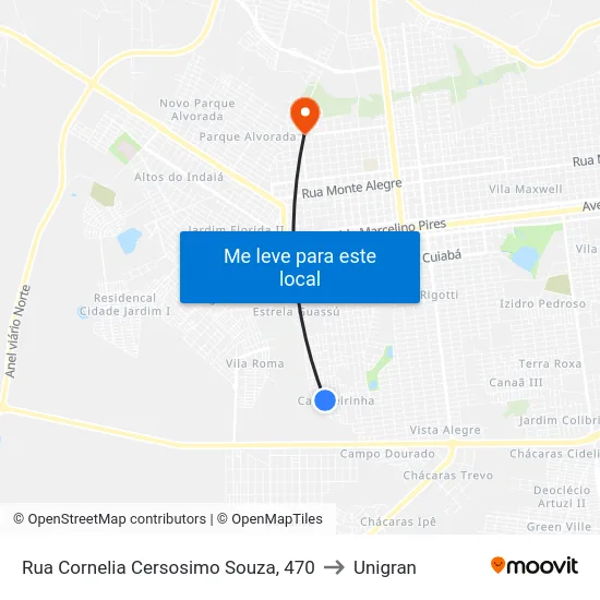 Rua Cornelia Cersosimo Souza, 470 to Unigran map