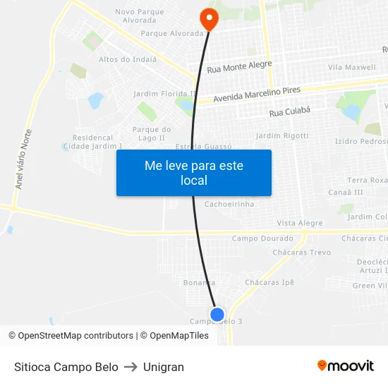 Sitioca Campo Belo to Unigran map
