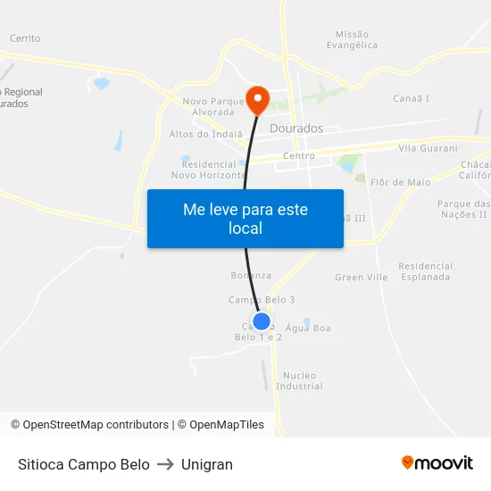 Sitioca Campo Belo to Unigran map