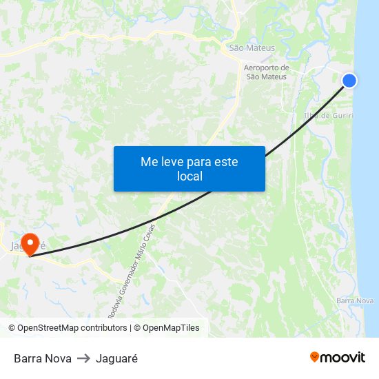 Barra Nova to Jaguaré map