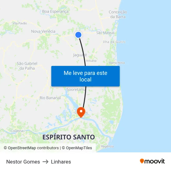 Nestor Gomes to Linhares map