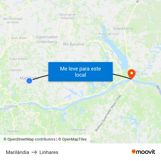 Marilândia to Linhares map