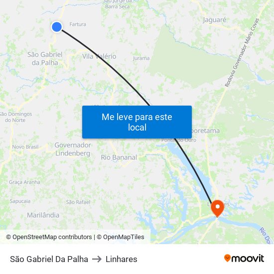 São Gabriel Da Palha to Linhares map