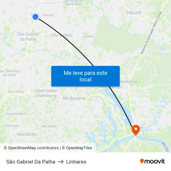São Gabriel Da Palha to Linhares map