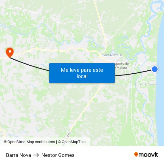 Barra Nova to Nestor Gomes map