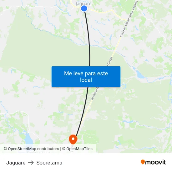 Jaguaré to Sooretama map