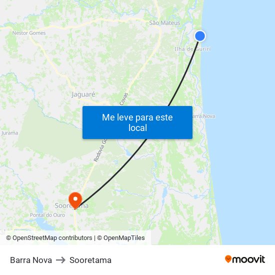 Barra Nova to Sooretama map