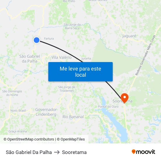 São Gabriel Da Palha to Sooretama map