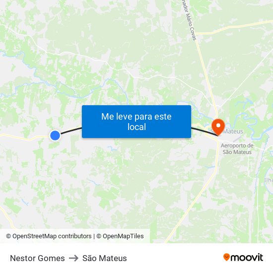 Nestor Gomes to São Mateus map