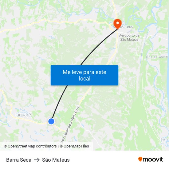 Barra Seca to São Mateus map