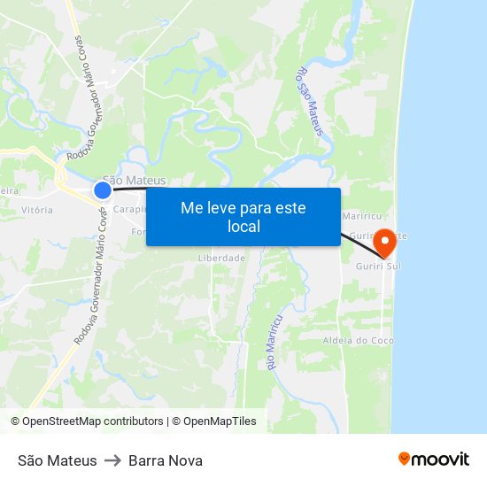 São Mateus to Barra Nova map