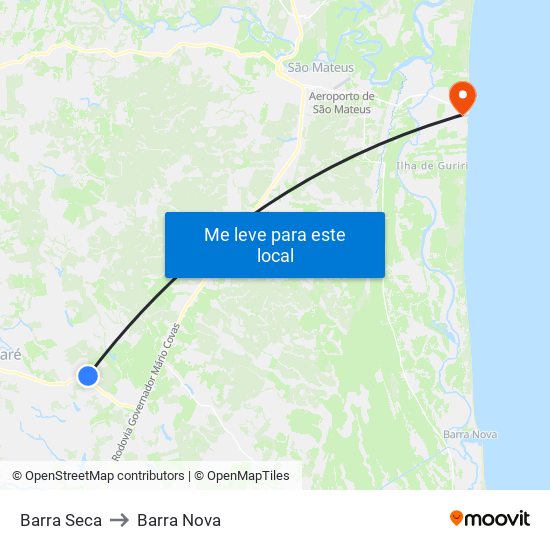 Barra Seca to Barra Nova map