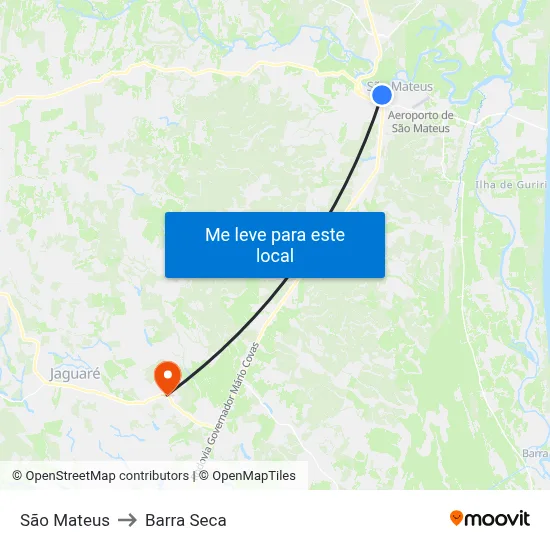 São Mateus to Barra Seca map