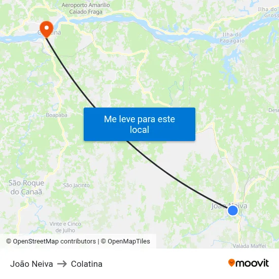 João Neiva to Colatina map