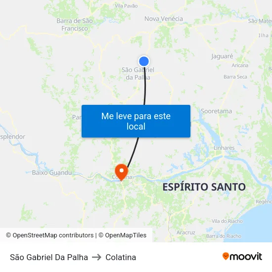 São Gabriel Da Palha to Colatina map