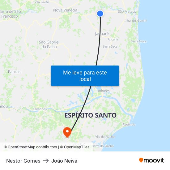 Nestor Gomes to João Neiva map