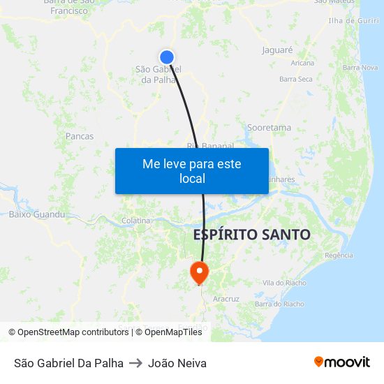 São Gabriel Da Palha to João Neiva map