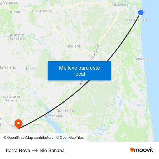 Barra Nova to Rio Bananal map