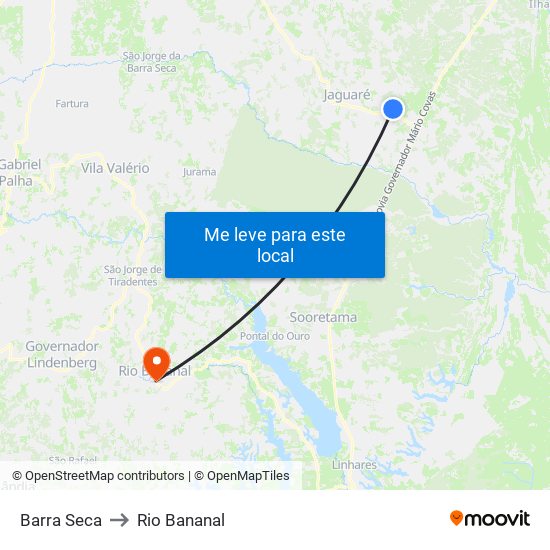 Barra Seca to Rio Bananal map