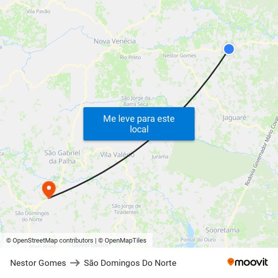 Nestor Gomes to São Domingos Do Norte map