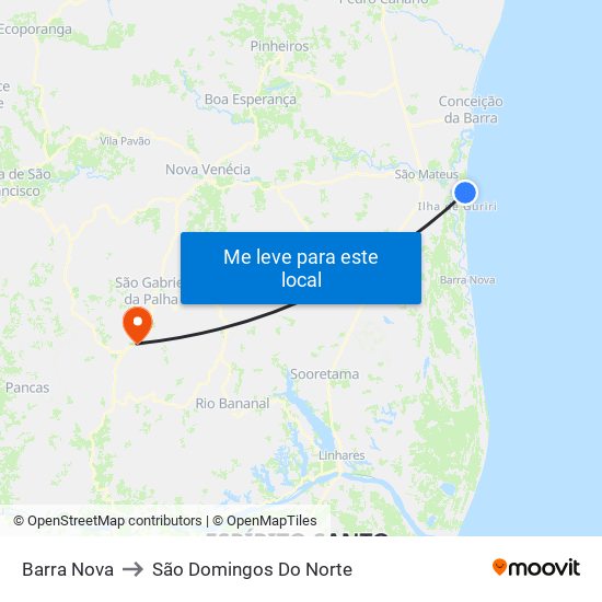 Barra Nova to São Domingos Do Norte map