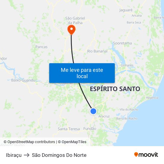 Ibiraçu to São Domingos Do Norte map