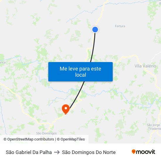 São Gabriel Da Palha to São Domingos Do Norte map