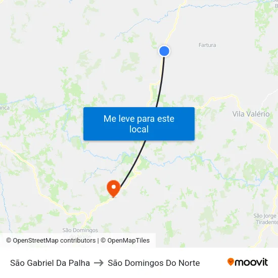 São Gabriel Da Palha to São Domingos Do Norte map