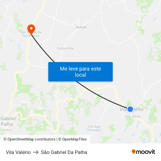 Vila Valério to São Gabriel Da Palha map